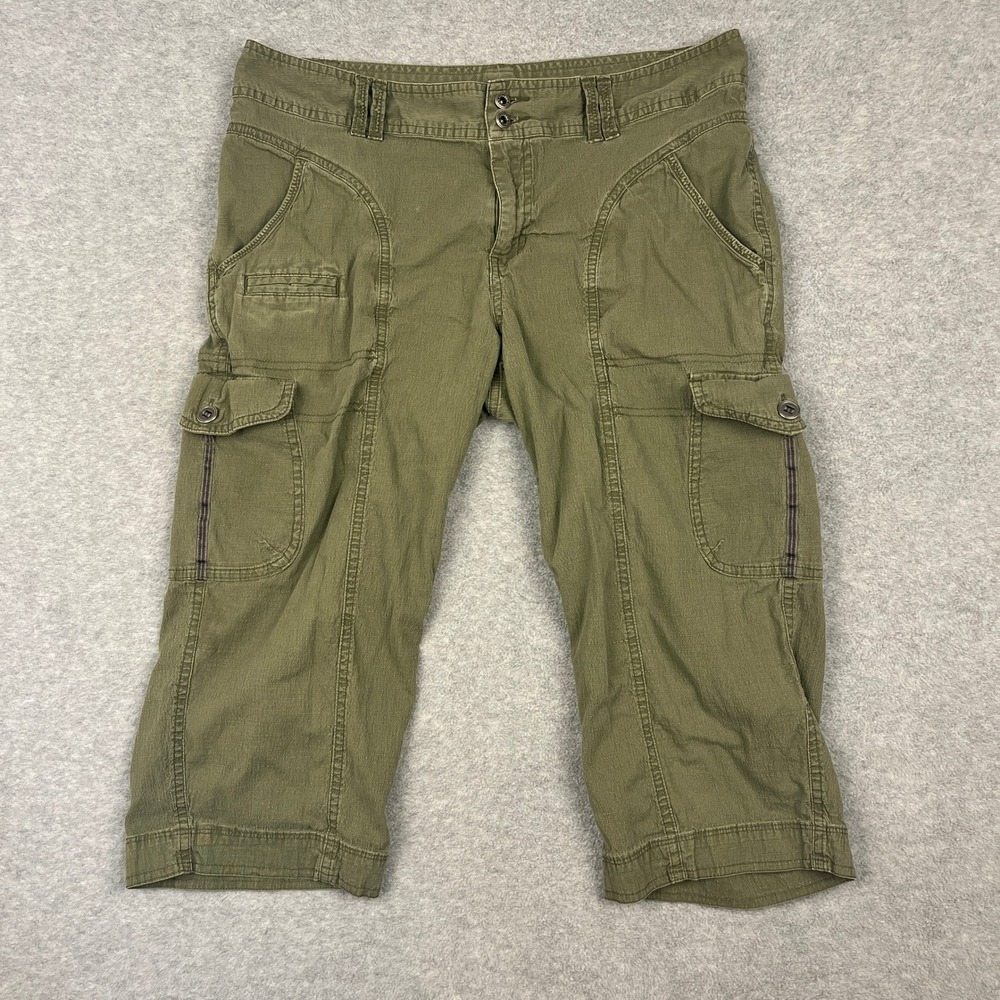 Columbia Capri Pants Women 12 Green Cargo Utility Outdoor Hiking Casual